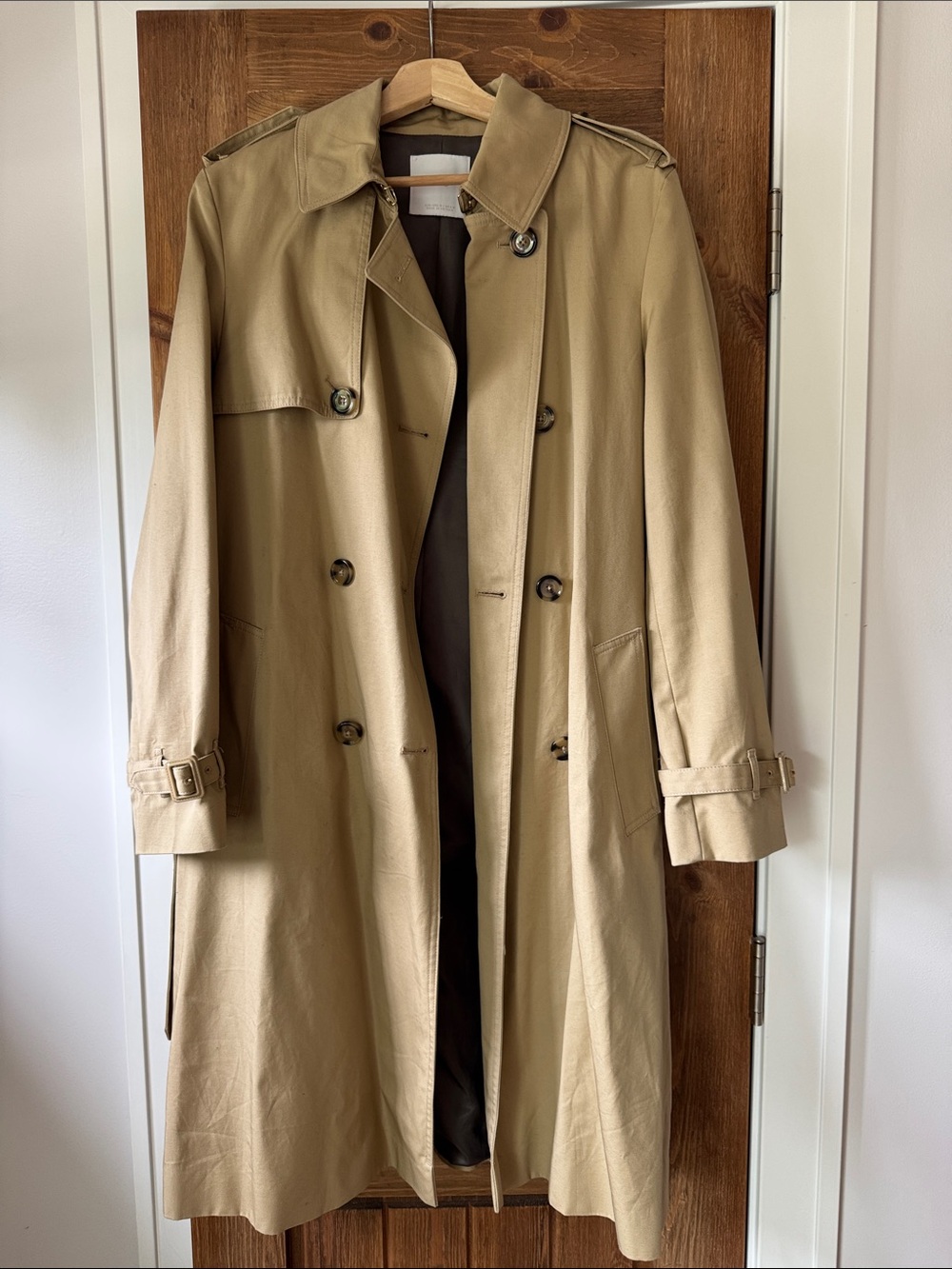 Mango Woman mid length Beige Double-Breasted Trench Coat